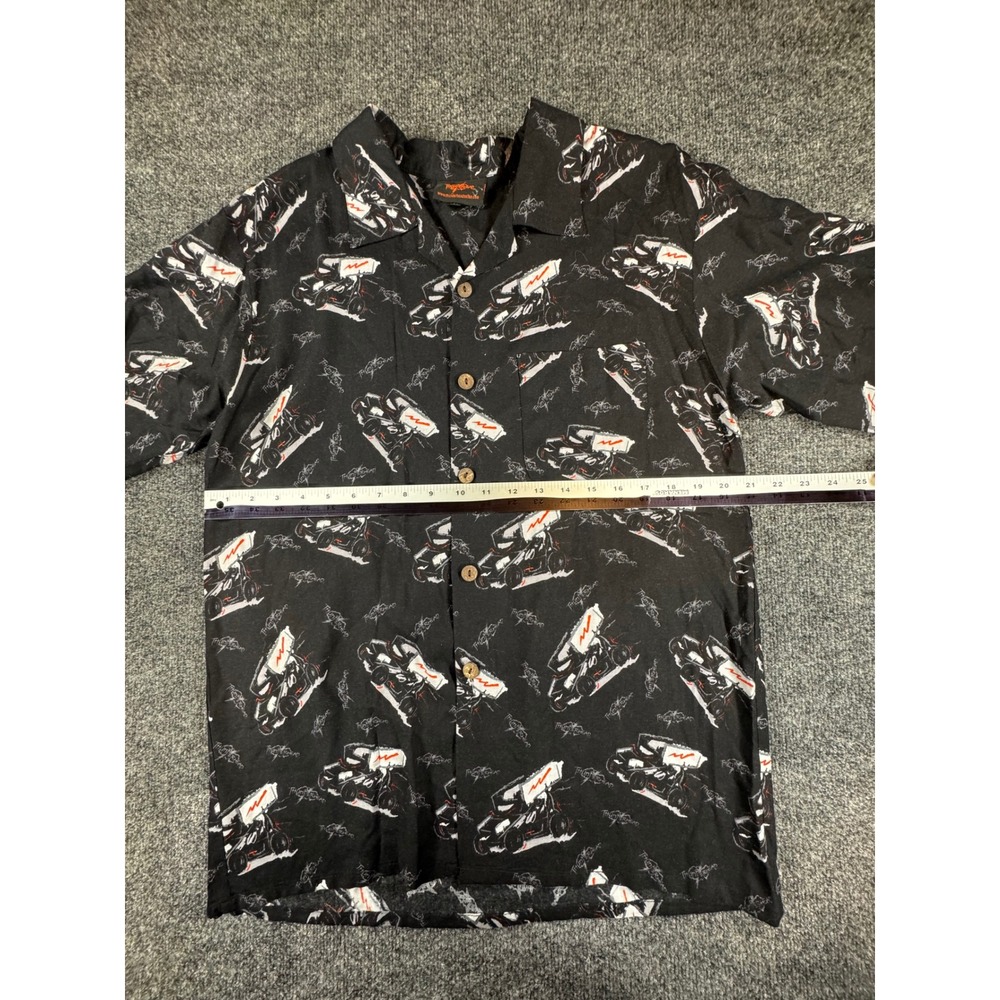 Thunderhead Mens Sprint Car Racing All Over Print Button Down Shirt Black Size M - Picture 4 of 7